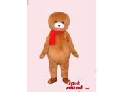 Customised All Brown Teddy Bear Canadian SpotSound Mascot Dressed In A Red Scarf