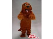 All Brown Dog Woolly Plush Canadian SpotSound Mascot With A Cute Tongue