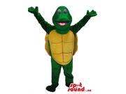 Happy Green Turtle Plush Canadian SpotSound Mascot With A Yellow Shell