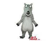 Cartoon Grey Dog Plush Canadian SpotSound Mascot With Peculiar Eyes And White Belly
