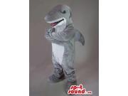 Furious Grey Shark Canadian SpotSound Mascot With Jaws And White Belly