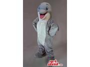 Cute Happy Grey Dolphin Canadian SpotSound Mascot With A White Belly