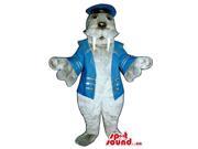 Customised Grey Seal Plush Canadian SpotSound Mascot Dressed In Boat Captain Clothes