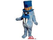 Blue Small Seal Plush Canadian SpotSound Mascot Dressed In A Colourful Top Hat