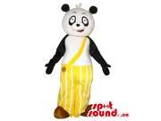 Cute Panda Bear Plush Canadian SpotSound Mascot Dressed In Yellow Long Pants