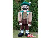Nut Cracker Soldier Canadian SpotSound Mascot Dressed In Brown And Green Clothes