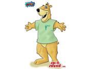 Customised Brown Large Bear Canadian SpotSound Mascot Drawing In A Green T Shirt