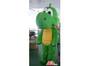 Customised Green Dragon Canadian SpotSound Mascot With A Yellow Belly