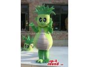 Green And Yellow Creature Character Canadian SpotSound Mascot With A White Belly