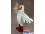 Customizable All White Bird Plush US SpotSound Mascot With Big Wings