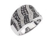 Diamond Striped Band in Sterling Silver 0.75 carats H I I2 and Grey Diamonds