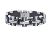 Men s Solid Cross Diamond Bracelet in Stainless Steel 0.20 carats. H I I3