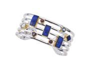 Silver Cuff Bracelet With Colored Gemstones