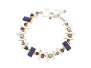Silver Bracelet With Multicolored Gemstones