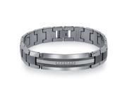 Men s Diamond Tungsten Carbide ID Bracelet 0.20 carats 8.5 inch