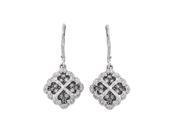 Diamond Flower Earrings on Leverback in Sterling Silver 0.33 carats H I I2