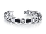 Men s ID Bracelet with Black Accent Stainless Steel