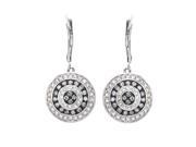 Diamond Circle Earrings on Leverback in Sterling Silver 0.75 carats H I I2
