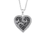 Diamond Heart Pendant in Sterling Silver 0.50 carats H I I2 and Grey Diamonds