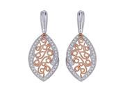 Sterling Silver Pink Rhodium Filigree Diamond Earrings 0.25 carats