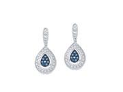 Blue Diamond Pear Drop Earrings in Sterling Silver 0.12 carats