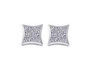 Diamond Square Stud Earrings in Sterling Silver 0.40 carats H I I3