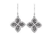 Diamond Flower Earrings on Leverback in Sterling Silver 0.50 carats H I I3