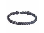 Men s Square Wheat Link Bracelet in Stainless Steel 8.5 inches Black