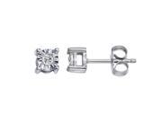 Sterling Silver Diamond Accented Faceted Stud Earrings 0.09 carats H I I3