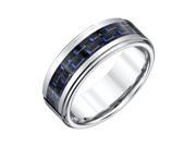 Men s Tungsten Band with Blue Carbon Fiber