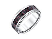 Men s Tungsten Band with Red Carbon Fiber