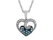 Blue Diamond Heart Necklace in Sterling Silver