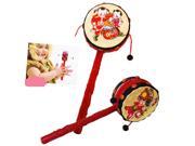 Red Black Plastic Chinese Traditional Rattle Drum Spin Toy for Baby