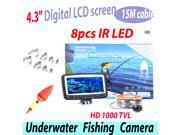 4.3 inch Digital Color LCD Monitor DVR Video 8 LED 800TVL HD Underwater Fishing Camera 15M Cable Fish Finder