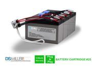 DSMiller UPS Replacement Battery Pack for APC SU1400RMXLB3U APC RBC25 Cartridge 25 Leakproof 12V 7.5AH x 4 Battery. Pre charged with all required connector