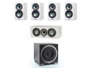 Elac Speaker System in White w CCU5 Center BSU5 Speakers Black S10EQ Sub