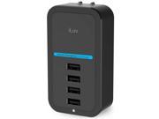iLuv RockWall 4 Compact 4 Port USB Wall Charger in Black