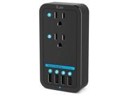 iLuv RockWall Power 2 4 Port USB Wall Charger with 2 Outlets in Black