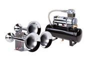 Train Air Horn Kit with Three Huge Trumpets 12 Volt 150 PSI Compressor and Tank