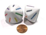Set of 2 D14 Days of the Week Educational Dice White with Assorted Numbers