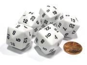 Set of 5 D24 Opaque 24mm 24 Sided Gaming Koplow Dice White with Black Numbers