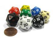 Set of 8 Assorted Colors Twenty Sided 19mm D20 Opaque Dice for RPG D D