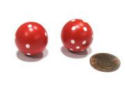 Set of 2 22mm Round Dice Weighted to Display Number Red with White Pips