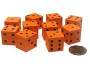 Set of 10 D6 16mm Foam Dice with Square Corners Orange with Black Spots
