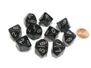 Set of 10 Chessex Borealis D10 Dice Smoke with Silver Numbers