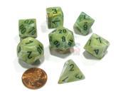 Polyhedral 7 Die Marble Chessex Dice Set Green with Dark Green Numbers