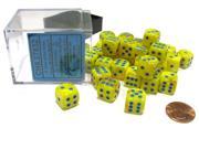Vortex 12mm D6 Chessex Dice Block 36 Dice Yellow with Blue Pips