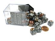 Gemini 12mm D6 Chessex Dice Block 36 Dice Copper Steel with White Pips