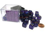 Borealis 12mm D6 Chessex Dice Block 36 Dice Royal Purple with Gold Pips