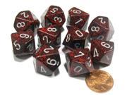 Set of 10 Chessex D10 Dice Speckled Silver Volcano